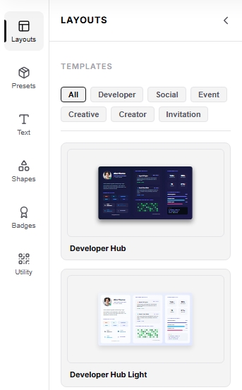 The halaman.me layout and element library with card templates.